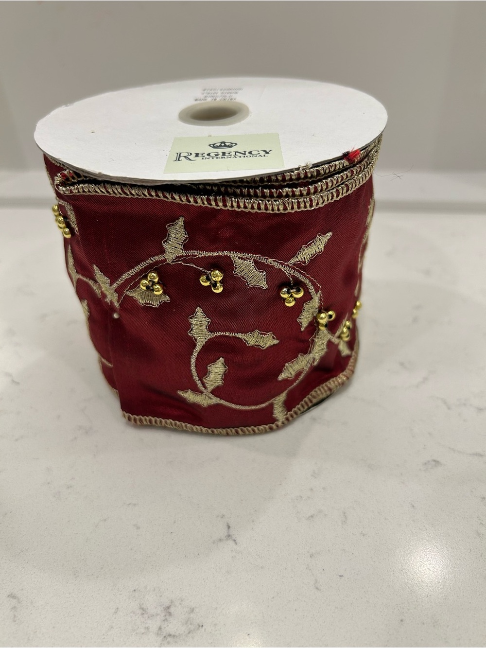 Regency Red and Gold Embroidered Holiday Ribbon